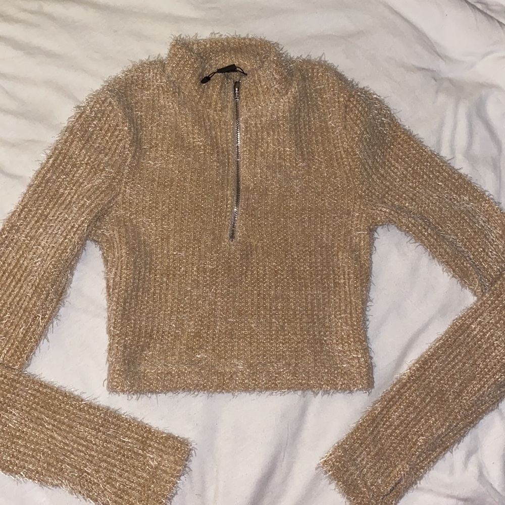 Tan fuzzy sweatshirt